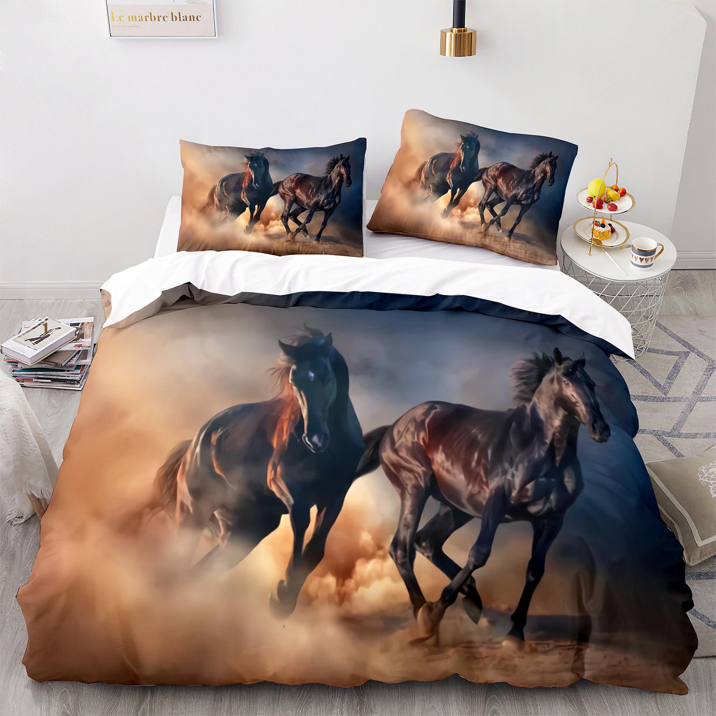 Parure de lit avec housse de couette et taies d'oreiller pour adolescents et adultes, taille King size, M1063