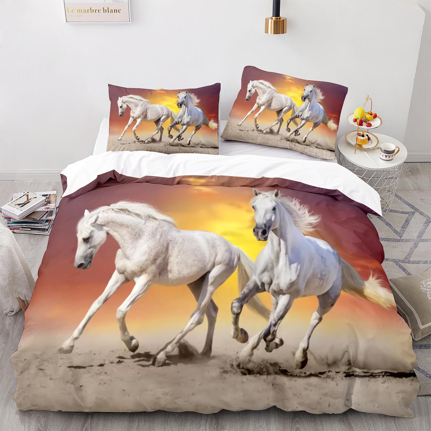 Parure de lit avec housse de couette et taies d'oreiller pour adolescents et adultes, taille King size, M1067