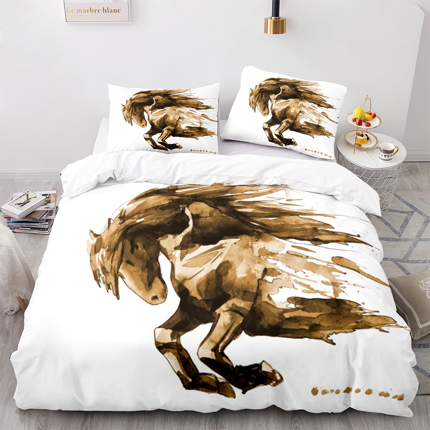 Parure de lit avec housse de couette et taies d'oreiller pour adolescents et adultes, taille King size, M1070