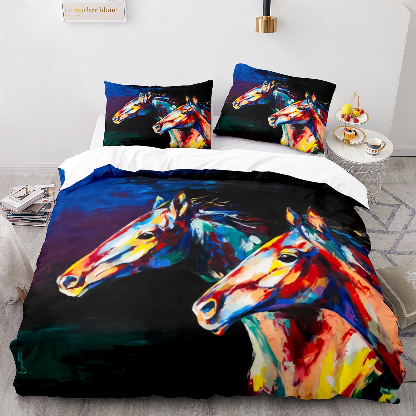Parure de lit avec housse de couette et taies d'oreiller pour adolescents et adultes, taille King size, M1071