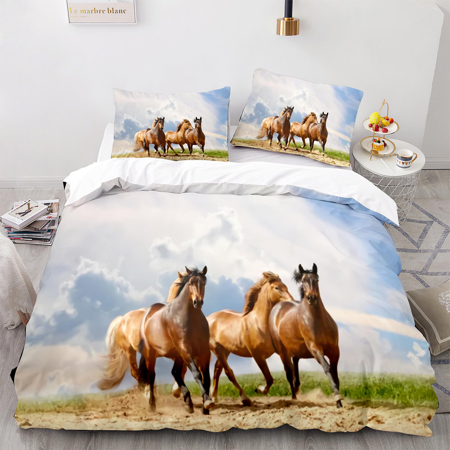 Parure de lit avec housse de couette et taies d'oreiller pour adolescents et adultes, taille King size, M1072