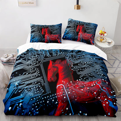 Parure de lit avec housse de couette et taies d'oreiller pour adolescents et adultes, taille King size, M1079