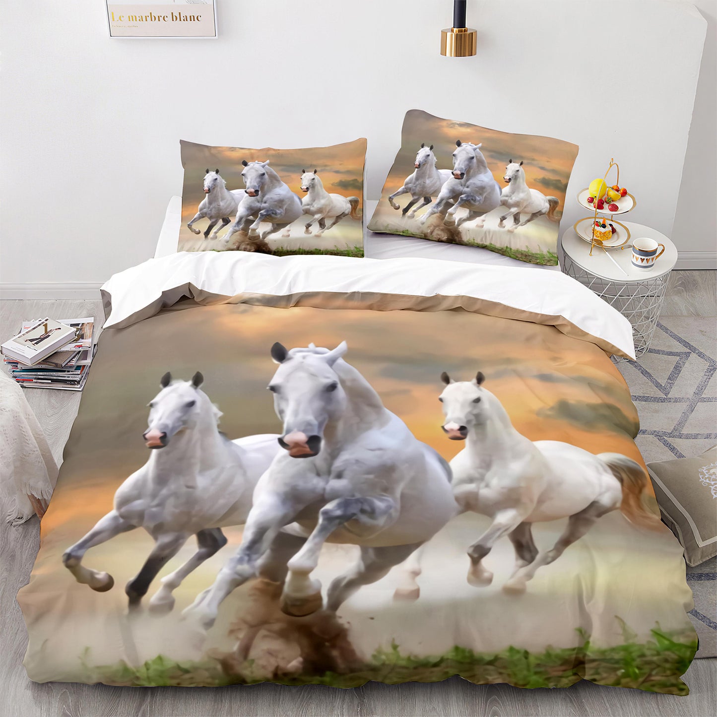 Parure de lit avec housse de couette et taies d'oreiller pour adolescents et adultes, taille King size, M1083