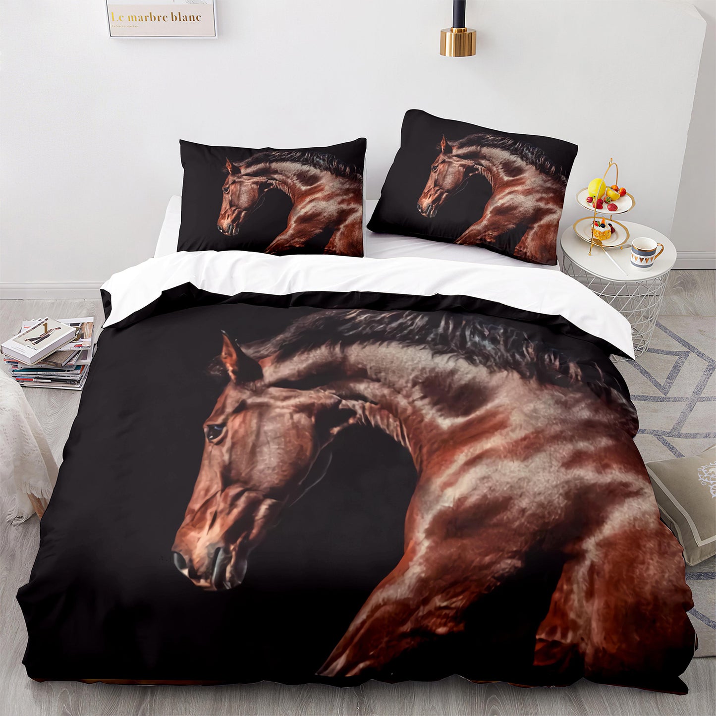 Parure de lit avec housse de couette et taies d'oreiller pour adolescents et adultes, taille King size, M1094