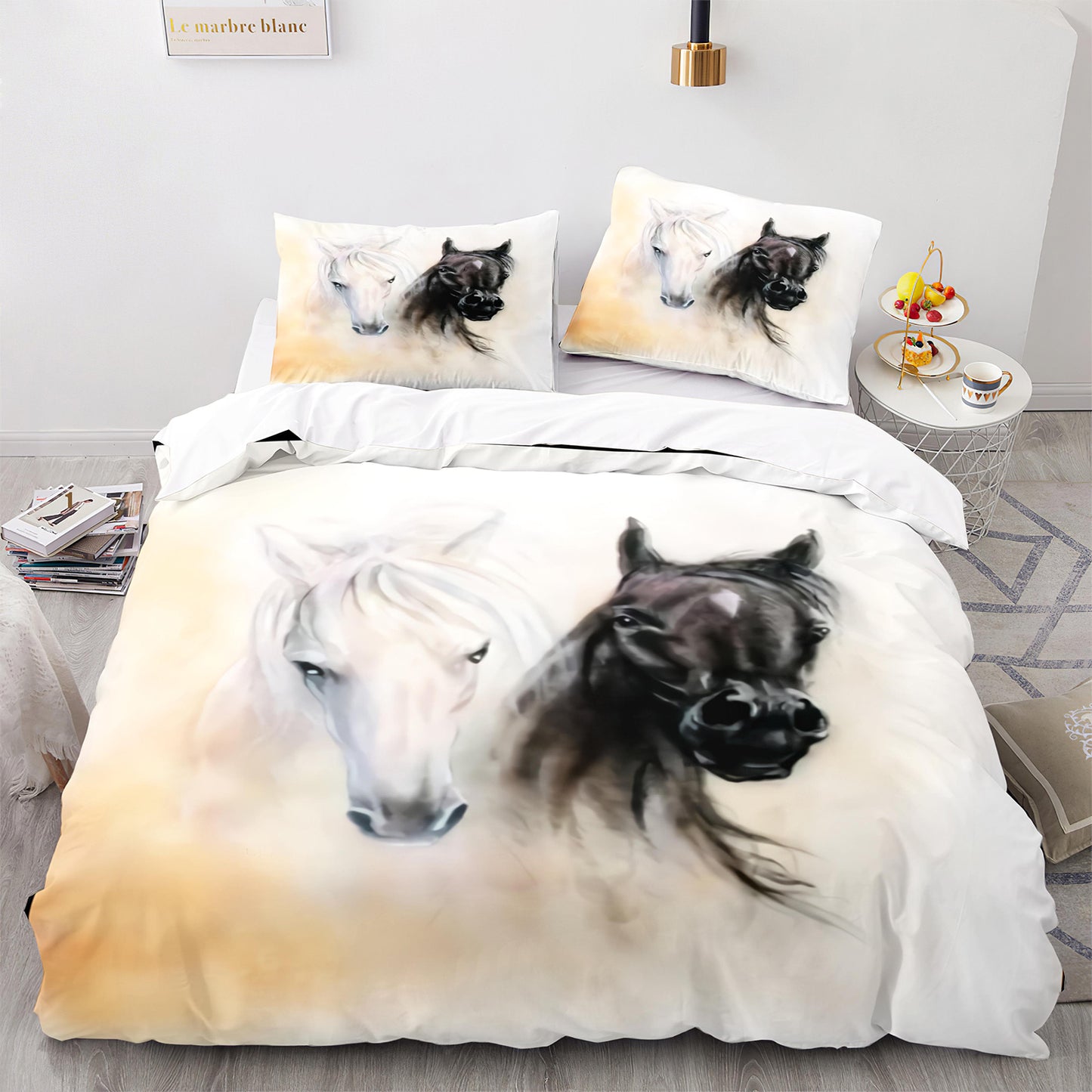 Parure de lit avec housse de couette et taies d'oreiller pour adolescents et adultes, taille King size, M1097