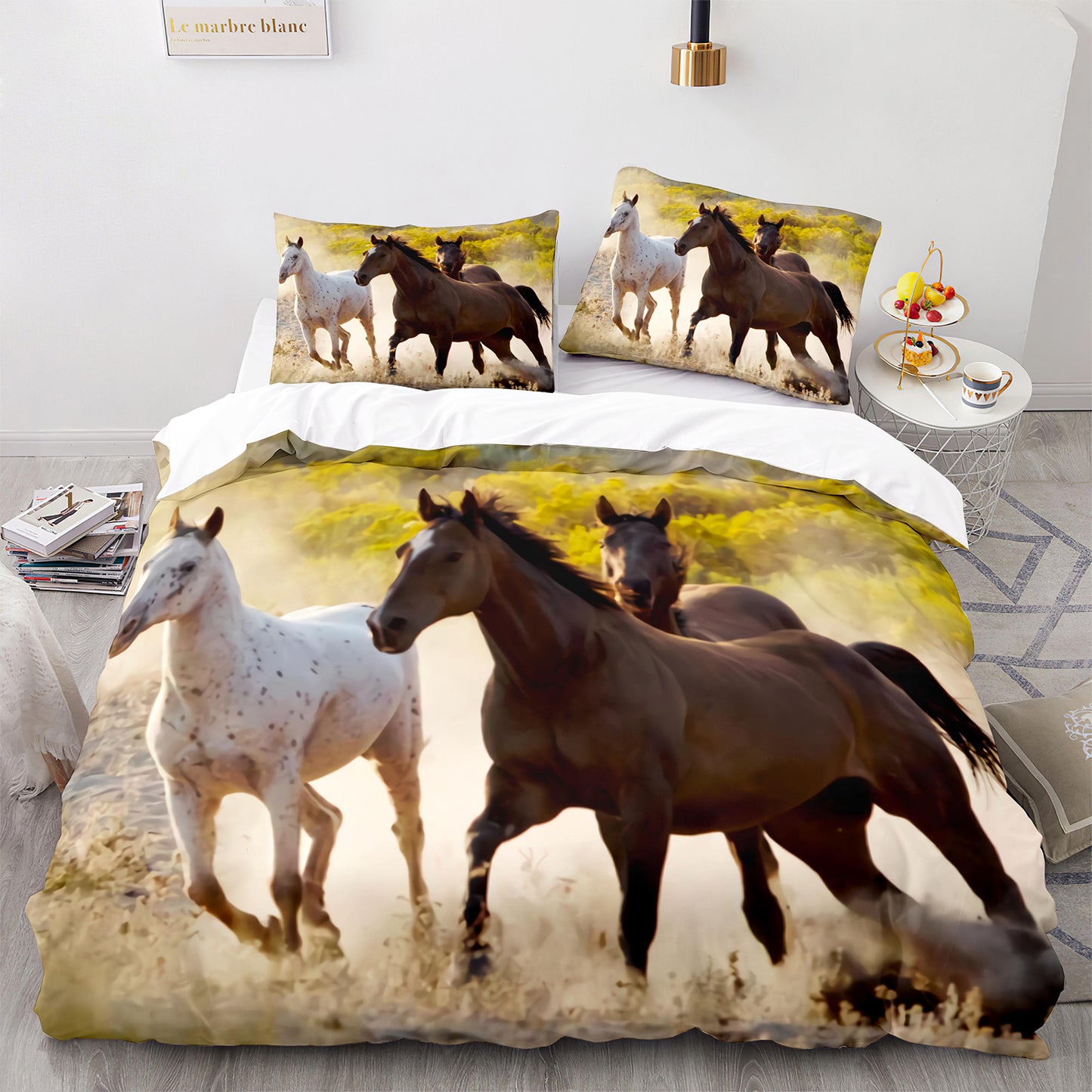 Parure de lit avec housse de couette et taies d'oreiller pour adolescents et adultes, taille King size, M1102