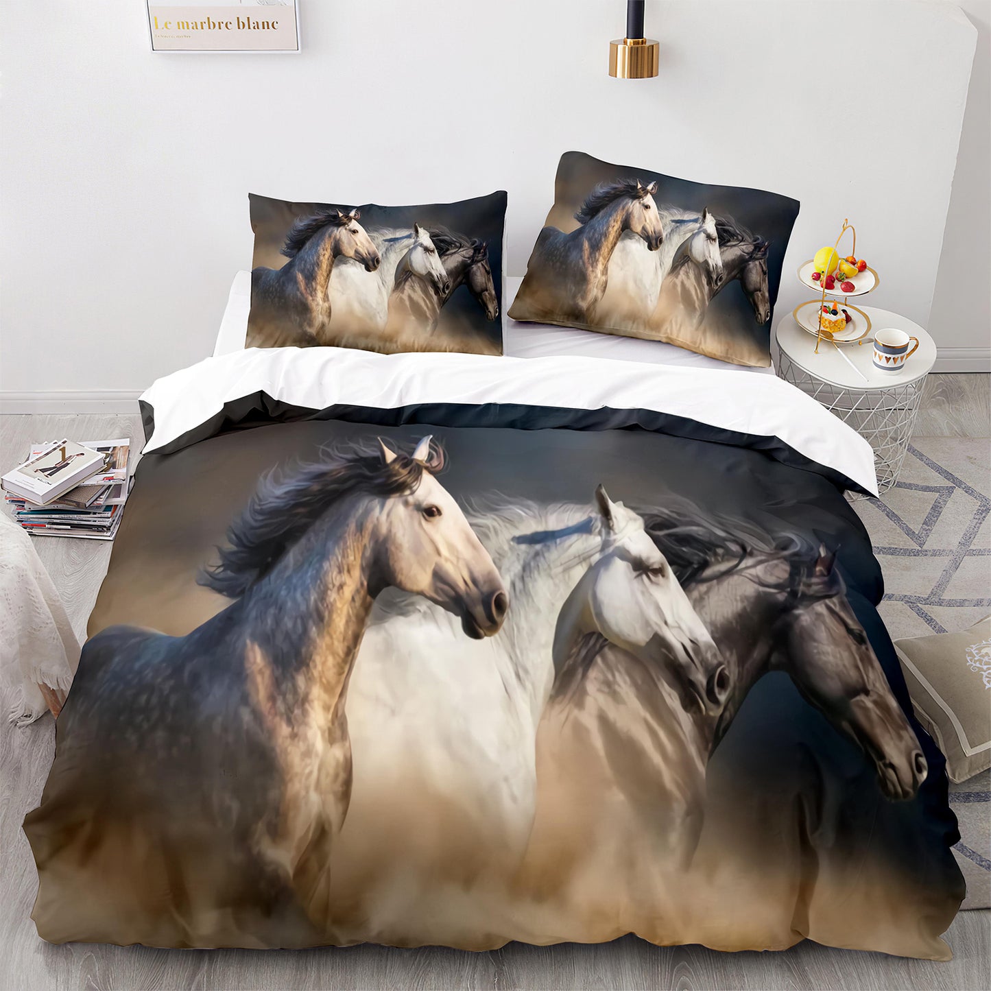 Parure de lit avec housse de couette et taies d'oreiller pour adolescents et adultes, taille King size, M1105