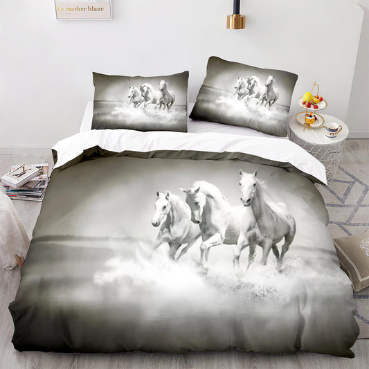 Parure de lit avec housse de couette et taies d'oreiller pour adolescents et adultes, taille King size, M1108