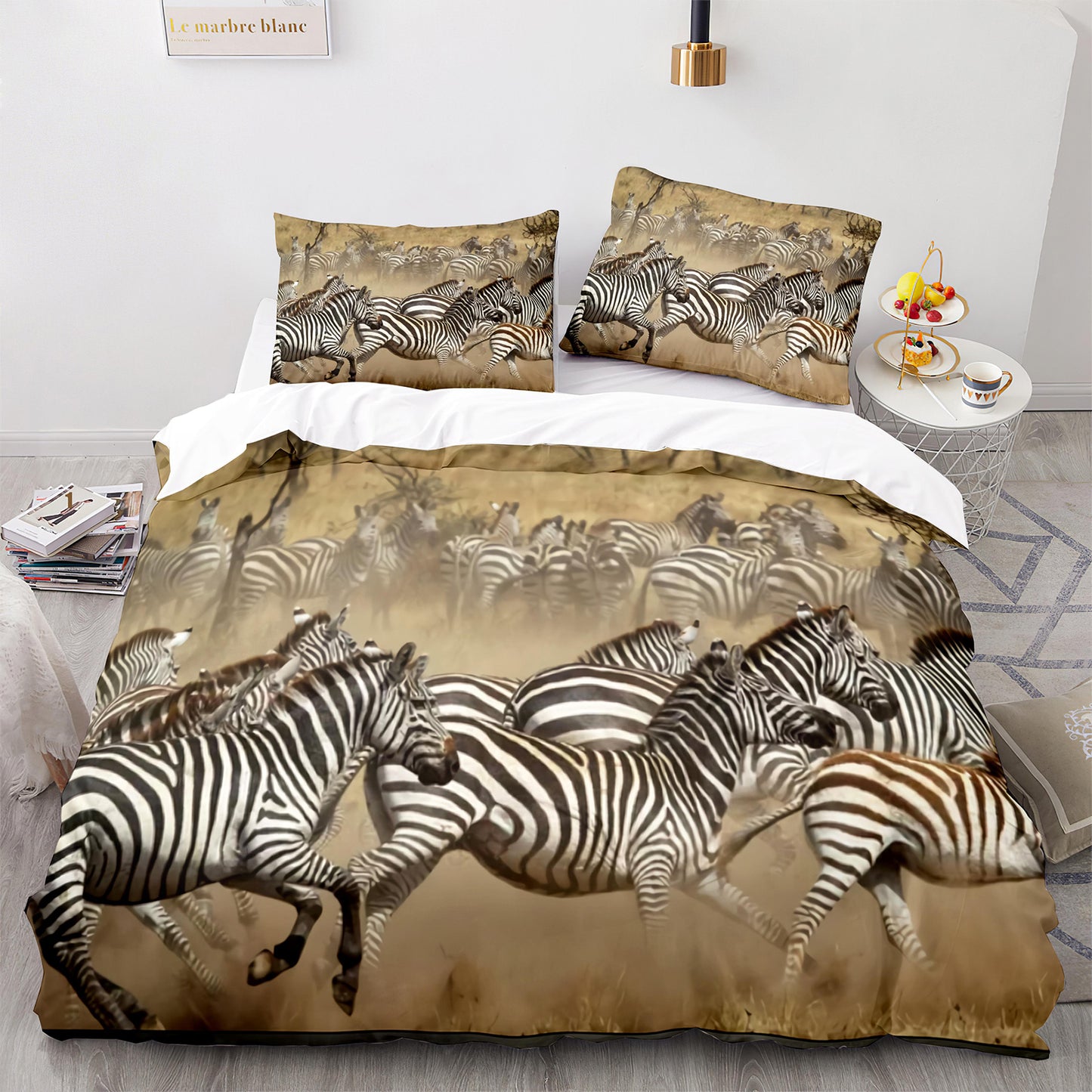 Parure de lit avec housse de couette et taies d'oreiller pour adolescents et adultes, taille King size, M1109