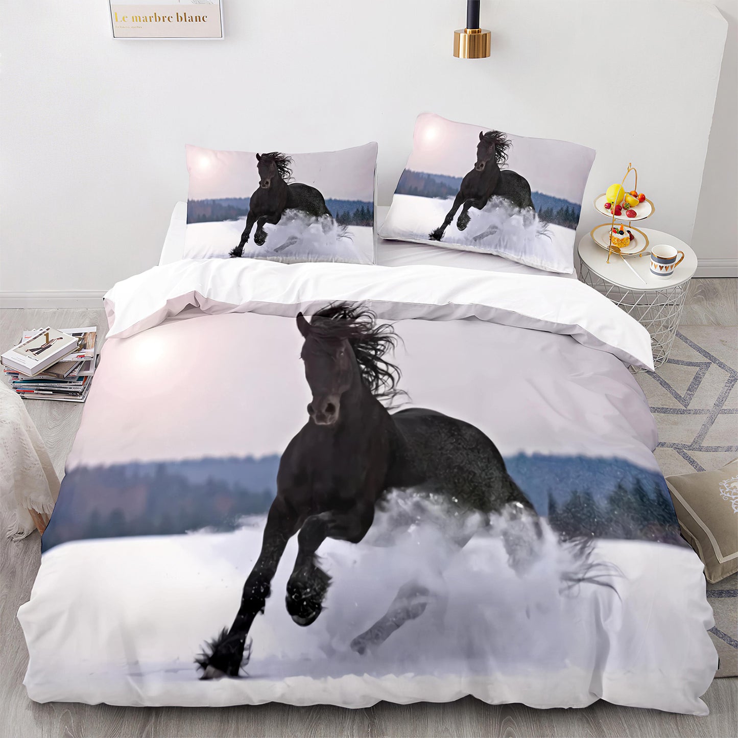Parure de lit avec housse de couette et taies d'oreiller pour adolescents et adultes, taille King size, M1114
