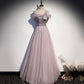 Cute tulle beads long A line prom dress evening gown  10038