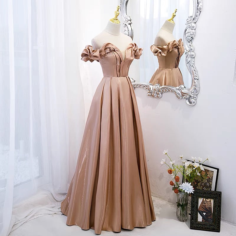 Süßes langes A-Linien Abendkleid aus Satin 10072