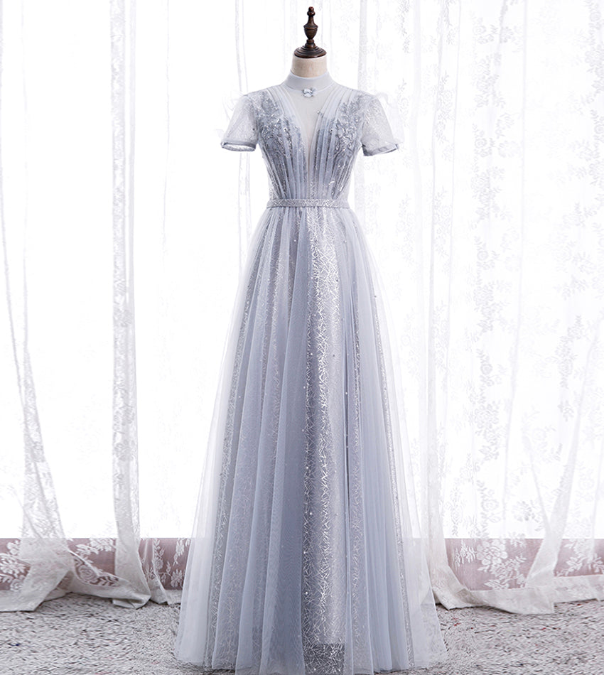 Robe de soirée longue en tulle à paillettes 8439