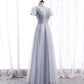 A line tulle sequins long prom dress evening dress  8439
