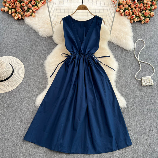 Simple V Neck Short Dress Fashion Dress  10695