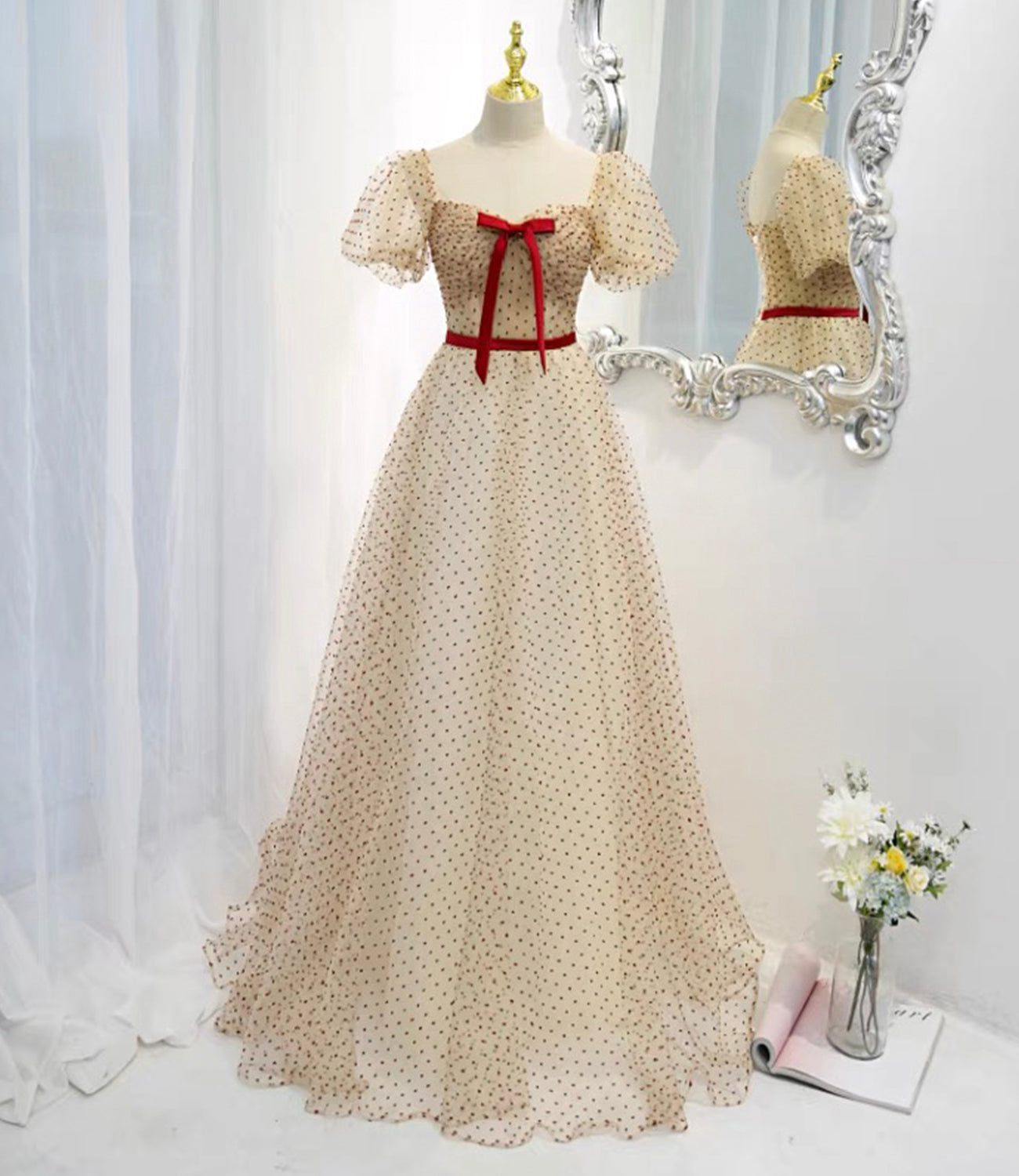 Süßes Tüll langes A-Linie Ballkleid Abendkleid 8811