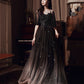Black tulle lace long prom dress evening dress  10363
