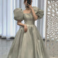 Cute satin long ball gown dress A line formal dress  10321