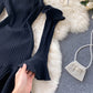 Black One-Shoulder Long-Sleeved Dress Fashion Dress  10871