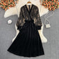 Black V Neck Lace A Line Dress Fashion Dress  10888