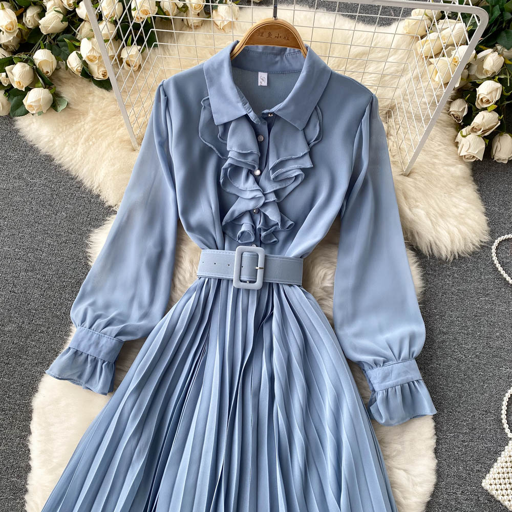 Elegant Chiffon Long Sleeve Dress Fashion Dress  10856