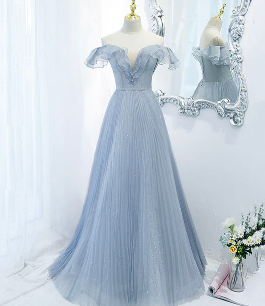 Blaues langes Ballkleid aus Tüll blaues Abendkleid 10270