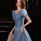 Blue tulle long prom dress blue evening dress  10292