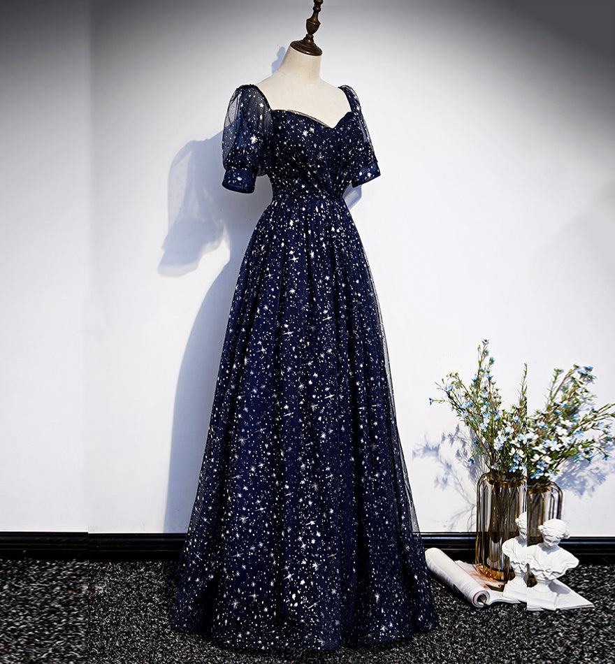 Robe de bal longue en tulle bleu robe de soirée bleue 8425