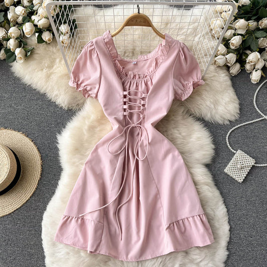 Cute A Line Lace Up Dress Fashion Girl Dress  10664