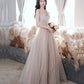 Elegant tulle long prom dress A line evening dress  10652
