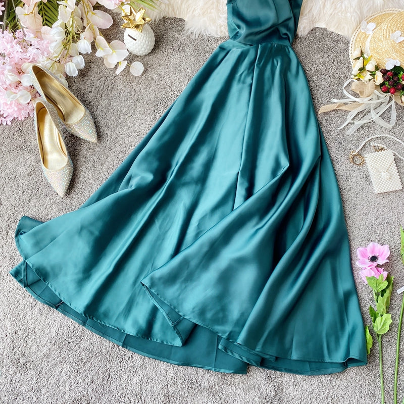 Elegantes A-Linienkleid aus Satin mit V-Ausschnitt Modekleid 10857