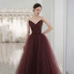 Cute tulle long prom dress A line evening gown  10561