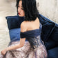 Blue tulle sequins long prom dress evening gown  10297