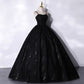 Black tulle long prom dress black evening gown  10066