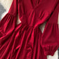 Cute V Neck Long Sleeve Dress A Line Fashion Dress  10858