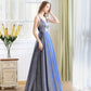 Blue satin long A line prom dress blue evening dress  10235
