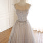 Lilac Elegant Cute Beaded Long Tulle Ball Gown A-Line Evening Dress 10572