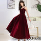 Burgundy velvet short prom dress homecoming dress  8654
