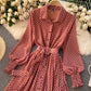 Fashionable A Line Polka Dot Long Sleeve Dress Fashion Dress  10924