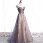 Cute tulle sequins long prom dress evening dress  10011