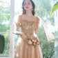 Shiny tulle sequins long prom dress A line evening dress  10389