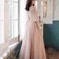 Cute tulle lace long prom dress A line evening dress  10554