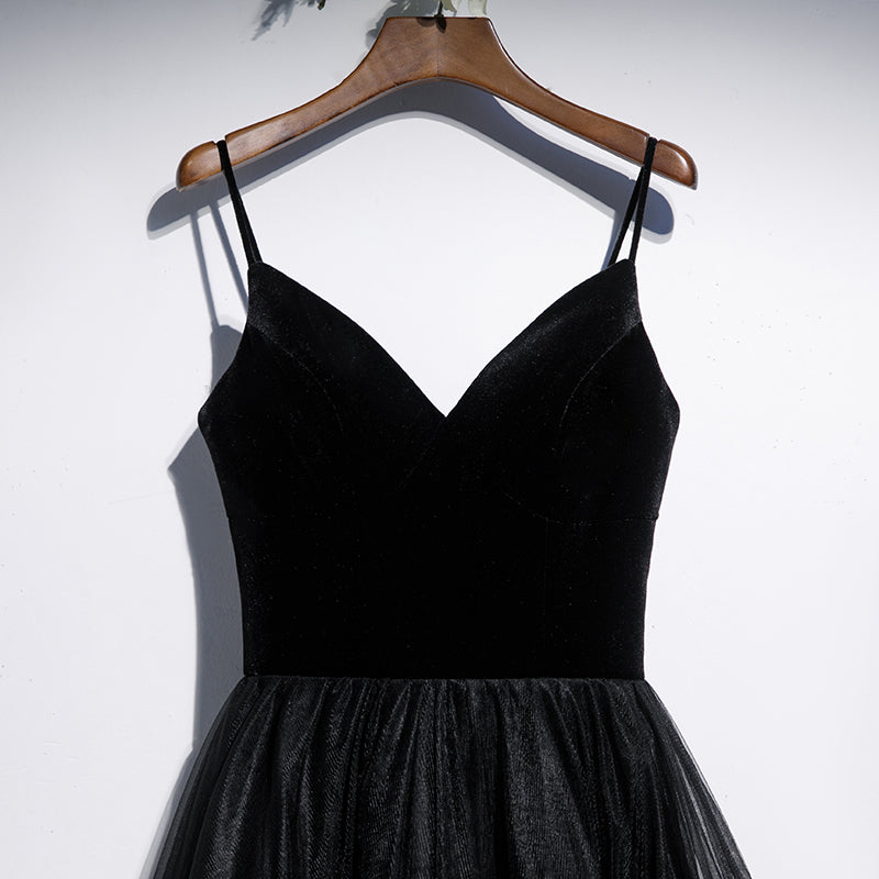 Black v neck tulle short prom dress hoco dress  8269