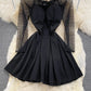 Black A Line Long Sleeve Short Dress Fashion Dress  10915
