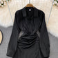 Robe chemise irrégulière à manches longues à la mode 10828