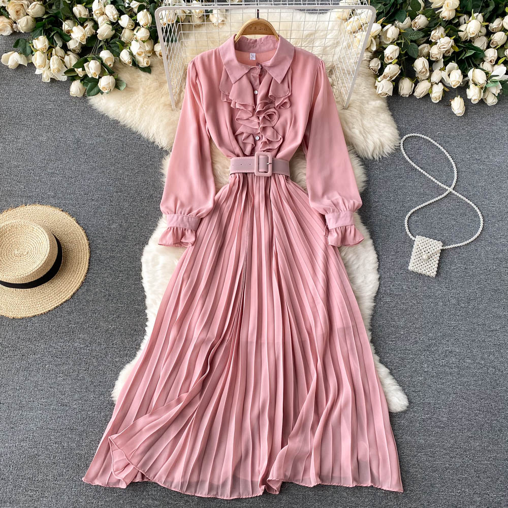 Elegant Chiffon Long Sleeve Dress Fashion Dress  10856