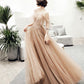 Cute tulle lace long prom dress A line evening dress  10167