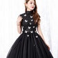 Black tulle long A line ball gown dress formal dress  8650