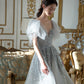 Gray tulle sequins long prom dress A line evening dress  10574