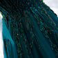 Green gorgeous exquisite beaded lace A-line long tulle ball gown evening dress 10357